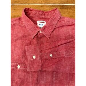 Old Navy‎ Slim Fit Rust Red Long Sleeve Button Down Shirt Mens XL Fall Casual